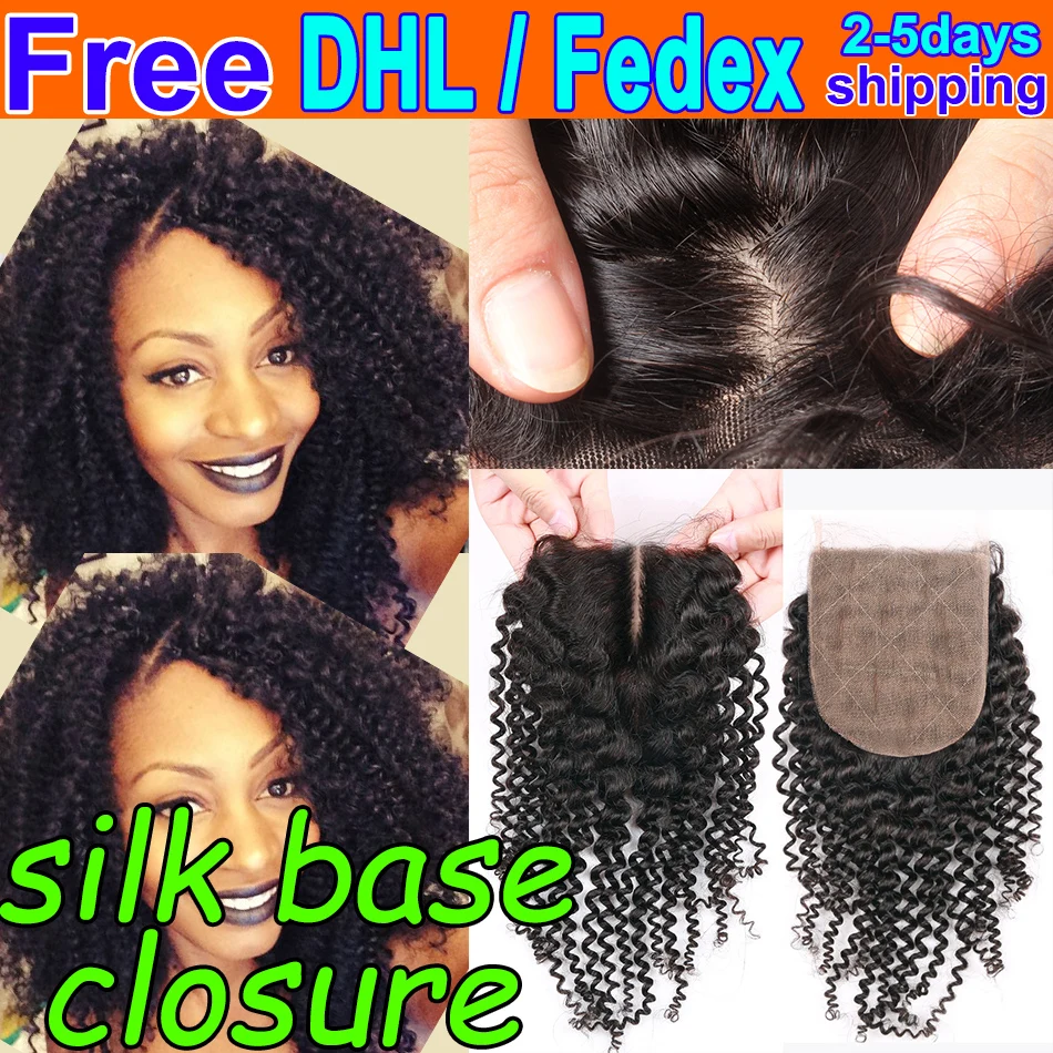 

Virgin Mongolian Kinky Curly Silk Base Closure,mongolian Kinky Curly Silk Closure Afro Kinky Curly Virgin Hair silk top Closure