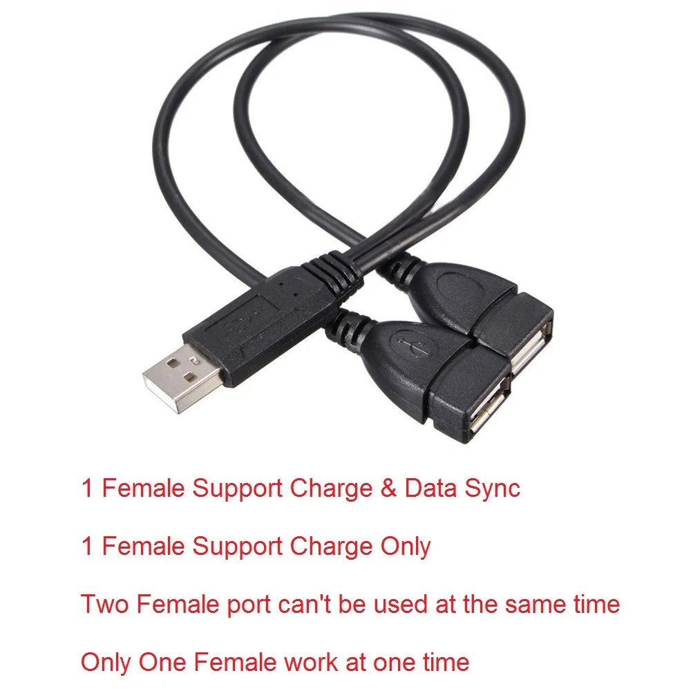 USB 2.0 وذكر إلى 2 المزدوج USB الإناث جاك Y الفاصل تهمة البيانات مزامنة Hub USB ملحق تمديد كابلات الحبل USB الفاصل محسن محول
