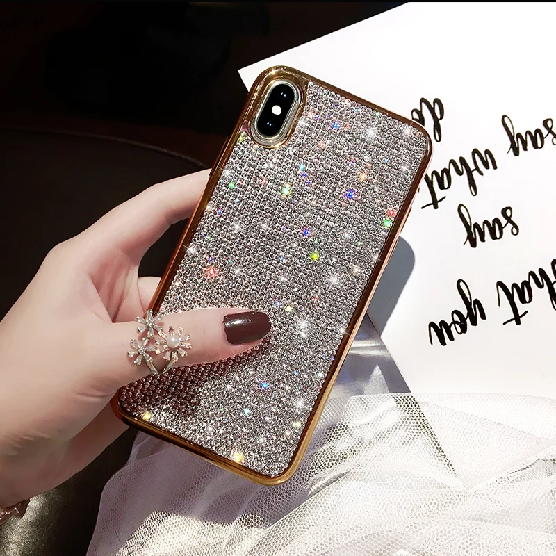 

Luxury Plating Diamond Gold Glitter Bling Cute Sexy Silicone phone case for iphone 7 7plus 6s 8 plus X XR XS MAX Coque