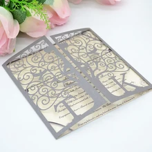 Пользовательские инициалы лазерная резка свадебное приглашение яркое серебро