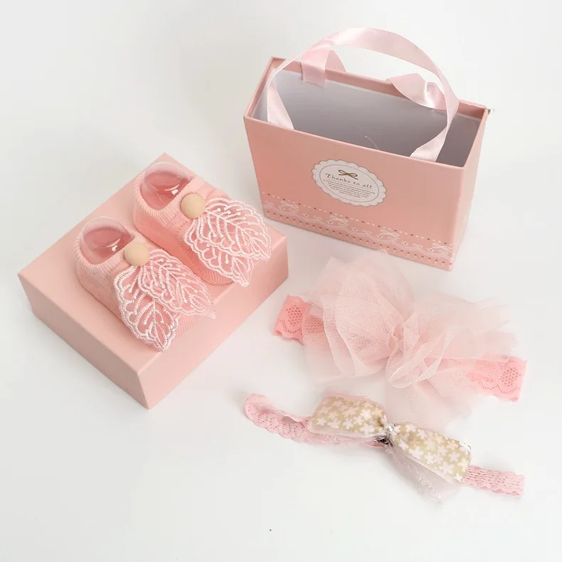 

3pcs/set baby girl headbands+baby socks creative photography prop 0-1 years photo shooting gift box photography prop