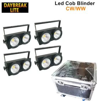 

4PCS/LOT Flight case packing 2 EYEs LED COB Blinder Audience Blinder 2*100W Theatre Studio Light CW/WW
