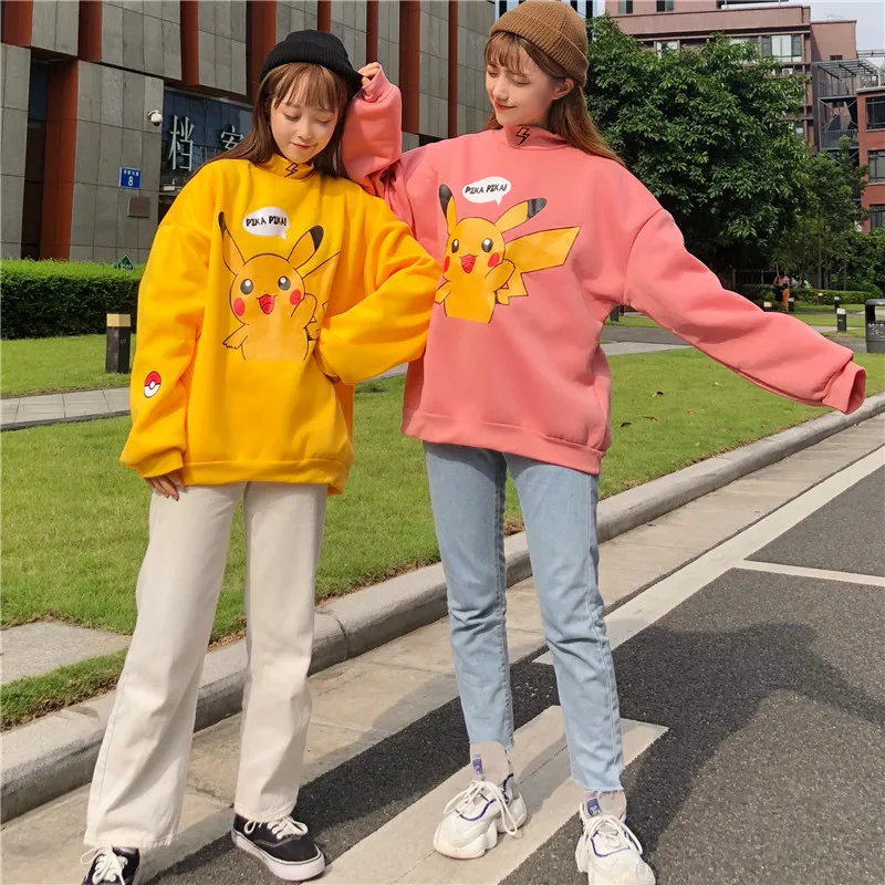 

Women Winter Tops Pikachu Cartoon Shirt Long Sleeve Turtleneck Casual Tee 2019 Girls Cute Shirt Femme Plus Size Tops & Tees