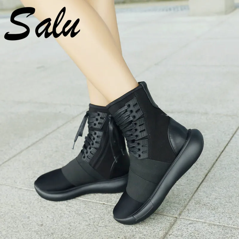 

Salu New Arrival Women Ankle Boots Cross-tied Autumn Winter Warm Sneakers Round Toe Casual High Quality Shoes Woman