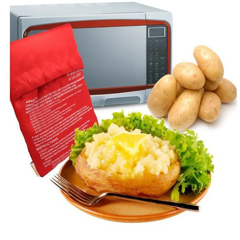 

Red Washable Potato Bag Potato Express Baking Tool Containable 4 Potatoes Microwave Easy to Cooking Tool Kitchen Accessories