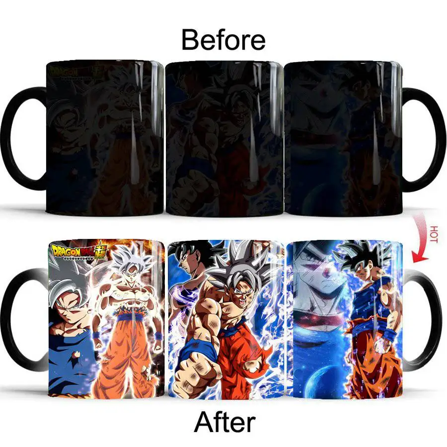 Прямая Dragon Ball Z Супер Saiyan черный, красный синий волосы Гоку Vegata кружка меняющие цвет кружки кофе чай чашки - Цвет: goku sssss