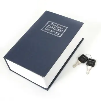 

New Safety Money Cash Box Blue English Dictionary Design Mini Safety Storage Box with Lock Valuables Safety Storage Box