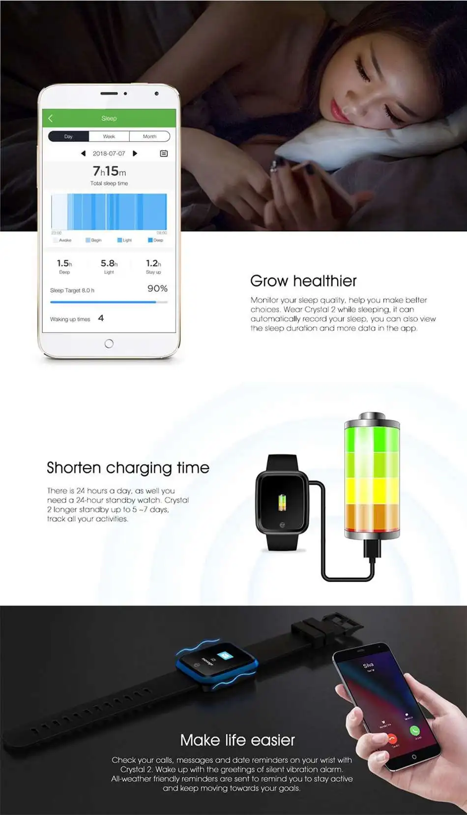Zeblaze Crystal 2 Смарт-часы мужские HR монитор отслеживание активности в течение всего дня 3D Динамический интерфейс 1,29 дюймов экран умные часы для Android IOS