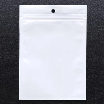 

7x10mm 50Pcs White/Clear Transparent Plastic Bag Small Slef Zipper Resealable Jewelry Zip Lock Hang Hole Packaging & Display
