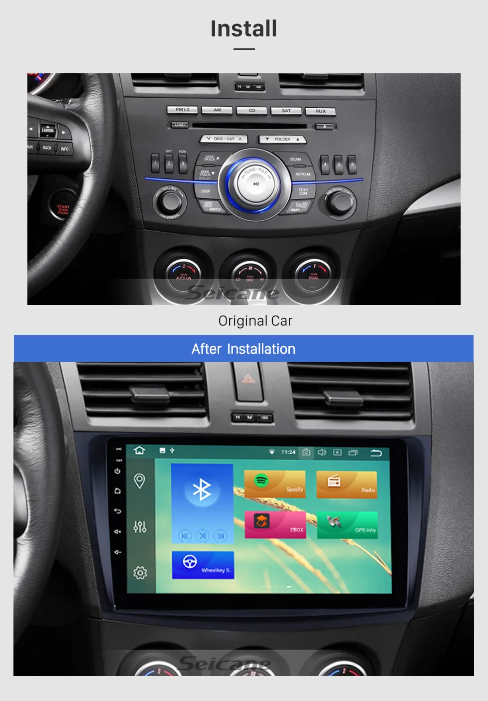 Cheap Seicane 9 Inch Android 8.1/8.0 Car GPS Navigation Radio Multimedia Player For 2009 2010 2011 2012 Mazda 3 Axela Support RDS DVR 2