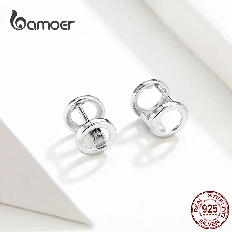Bamoer простые круглые серьги-клипсы 925 пробы серебряные геометрические ювелирные изделия клипсы для ушей для мужчин и женщин модные ювелирные изделия BSE161