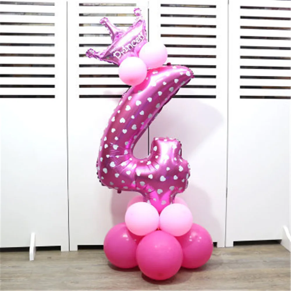 40 дюймов с днем рождения Количество воздушных шаров 18 шт. воздушный шар из фольги Детские День рождения поставки воздушные шары для детей с украшением в виде короны Baby Shower Декор - Цвет: Girl 4