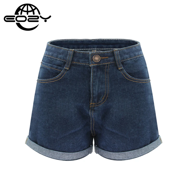 Plus Size High Waist Denim Shorts For Women Casual Blue Cotton Short Jeans 2016 Summer Design Femme Short Trousers 2 Colors