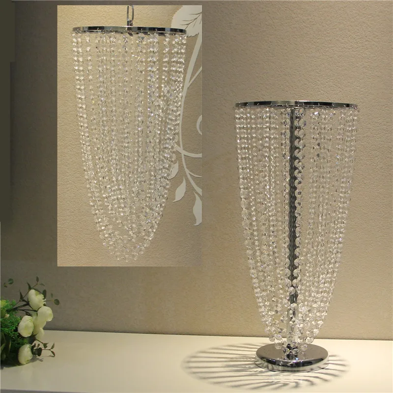 

Wedding Flower Rack Crystal Table Centerpieces Candle Holder Haning Ceremony Pavilion Decor Bead Curtain Pendant