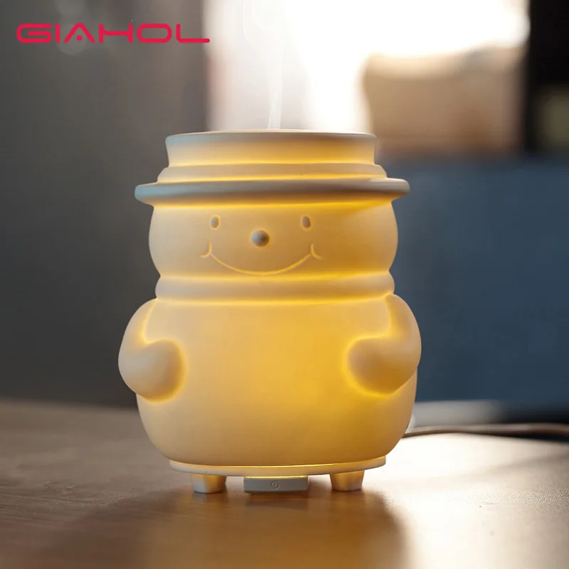 

Ultrasonic Humidifier Creative Ceramic Snowmen Aroma Diffuser Mini USB Aromatherapy LED Light Humidifier For Home Office SPA