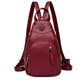 

Casual Women Backpack High Quality Leather Chest Bag Female Large Capacity School Shoulder Bags for Girls Travel Backbag Mochila