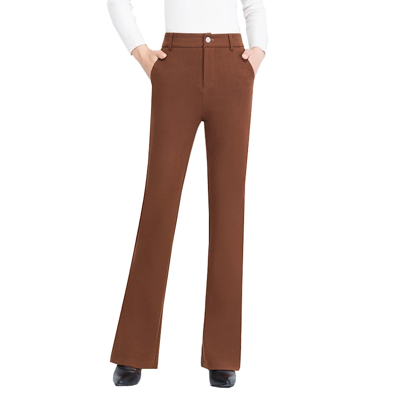 

Flare pants for women plus size black brown gray red high waist new fashion winter autumn slimming full length trousers qzq0809
