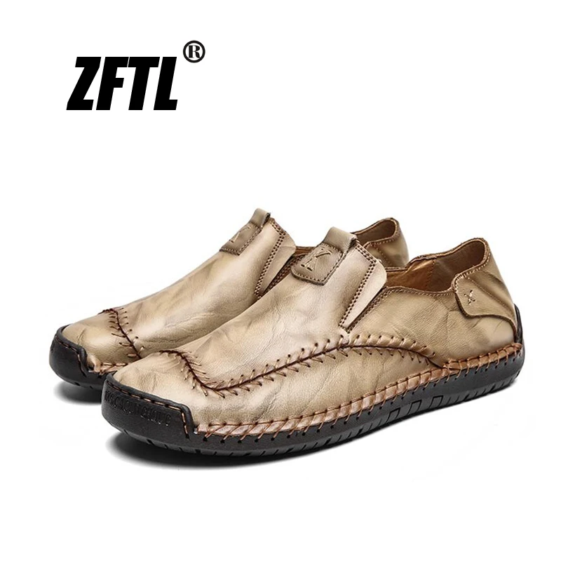 

ZFTL New Men Loafers man casual shoes male boat shoes large size genuine leather 2019 driving shoes leisure slip-on shoes 077
