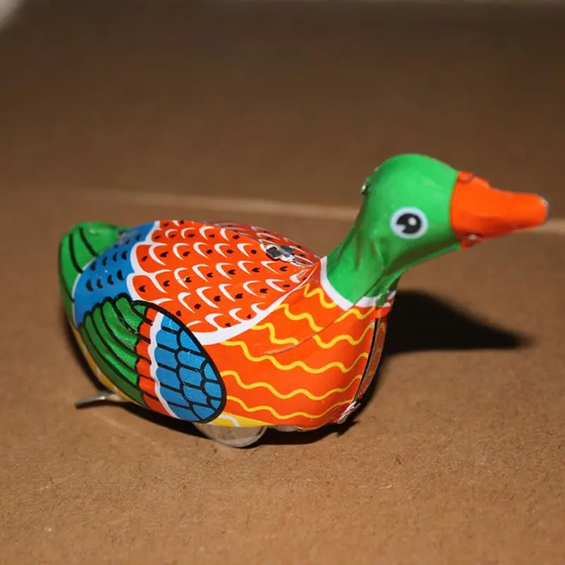 Retro Vintage Classic Clockwork Wind Up Walking Metal Tin Swimming Duck Goose Kids Toy Funny Gift