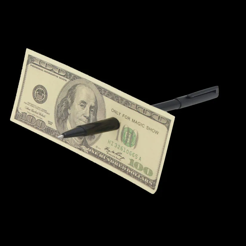 New Magic Trick Ball Pen Brand Black Magician Toy Thru Bill