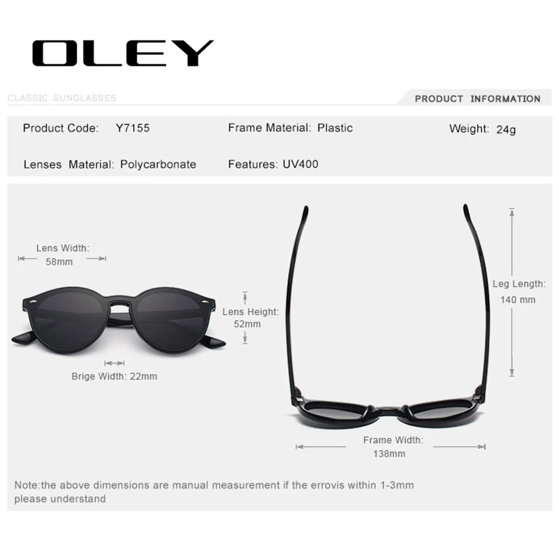 Женские солнцезащитные очки кошачий глаз OLEY черные в стиле ретро с защитой от