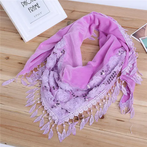 Purple 150*50 см женский шарф для активного отдыха, модный шарф с кисточками и кружевами, Женская длинная шаль, теплый палантин - Цвет: Purple
