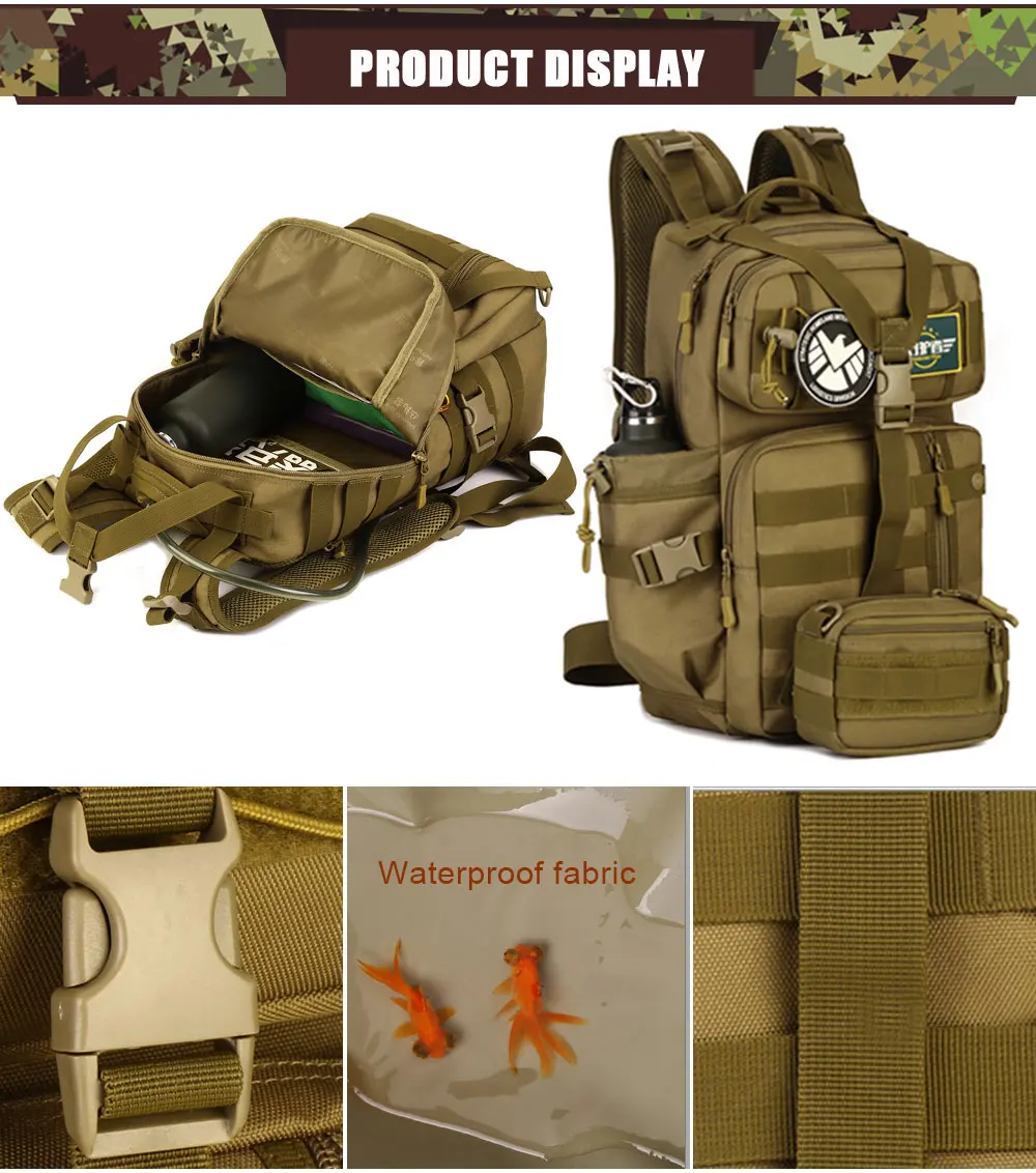 Exército à Prova Esporte ao ar Sinairsoft Tático Mochila Ombro Militar Caça Acampamento Multi-purpose Molle Livre Bagsly0057 900d D900água 10 Mochilas escal.