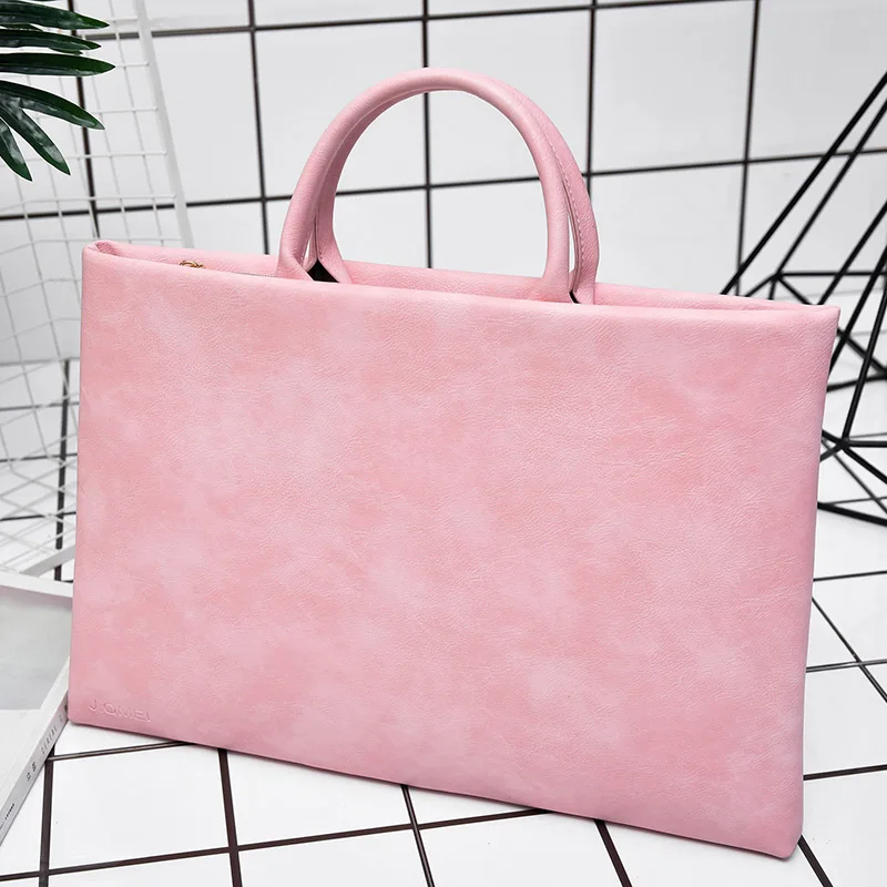 Высокое качество PU кожаная сумка для ноутбука женская сумка для ноутбука 13 14 15 15,6 дюймов чехол для ноутбука чехол для MacBook Asus Acer HP - Цвет: pink
