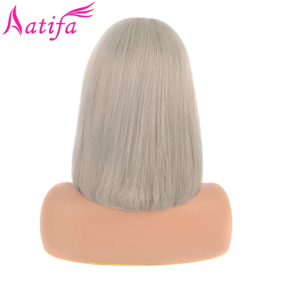Short Bob Lace Front Human Hair Wigs Brazilian Straight Hair Wigs Pre Plucked Natural Hairline Remy Hair Pink grey 613 blonde