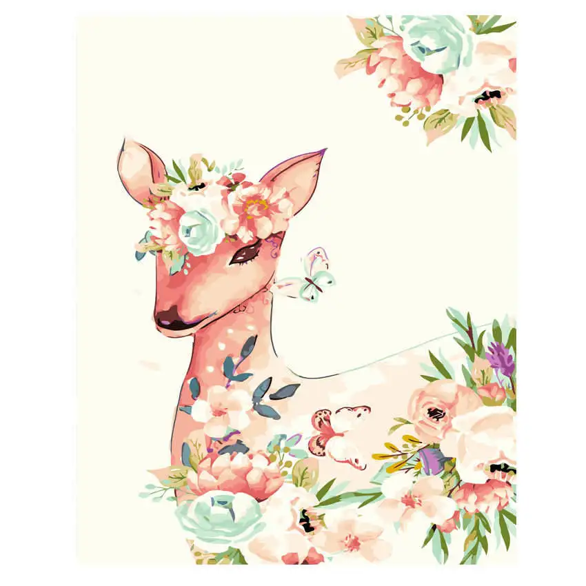 

Canvas Painting By Number 40x50cm,Hobby DIY,Deer Picture,Animal Paint By Numbers