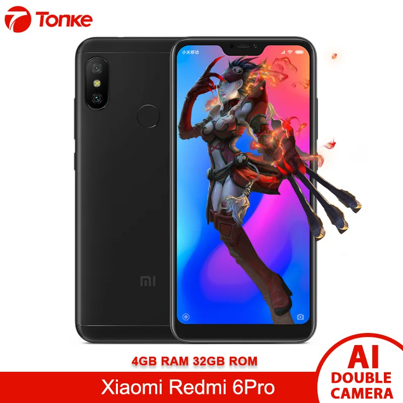 Глобальной прошивки телефон Xiaomi Redmi 6 Pro 6Pro 4 Гб Оперативная память 32 ГБ Встроенная