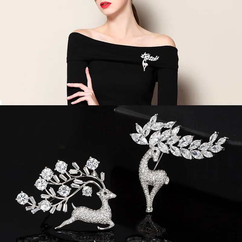 

Fashion milu deer Brooch Pins Austrian Crystal Rhinestone Brooches For Women Accessory Party Jewelry Gift