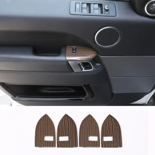 

Sands Wood Grain Style ABS Plastic Child Safety Lock Frame Cover Trim For Landrover Range Rover Sport RR Sport 2014-2017 4pcs