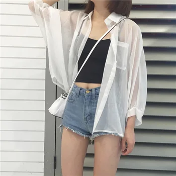

Droppshiping 1pc Women Chffion Coat Summer Batwing Sleeves Cardigan Loose Harajuku Tops BFJ55