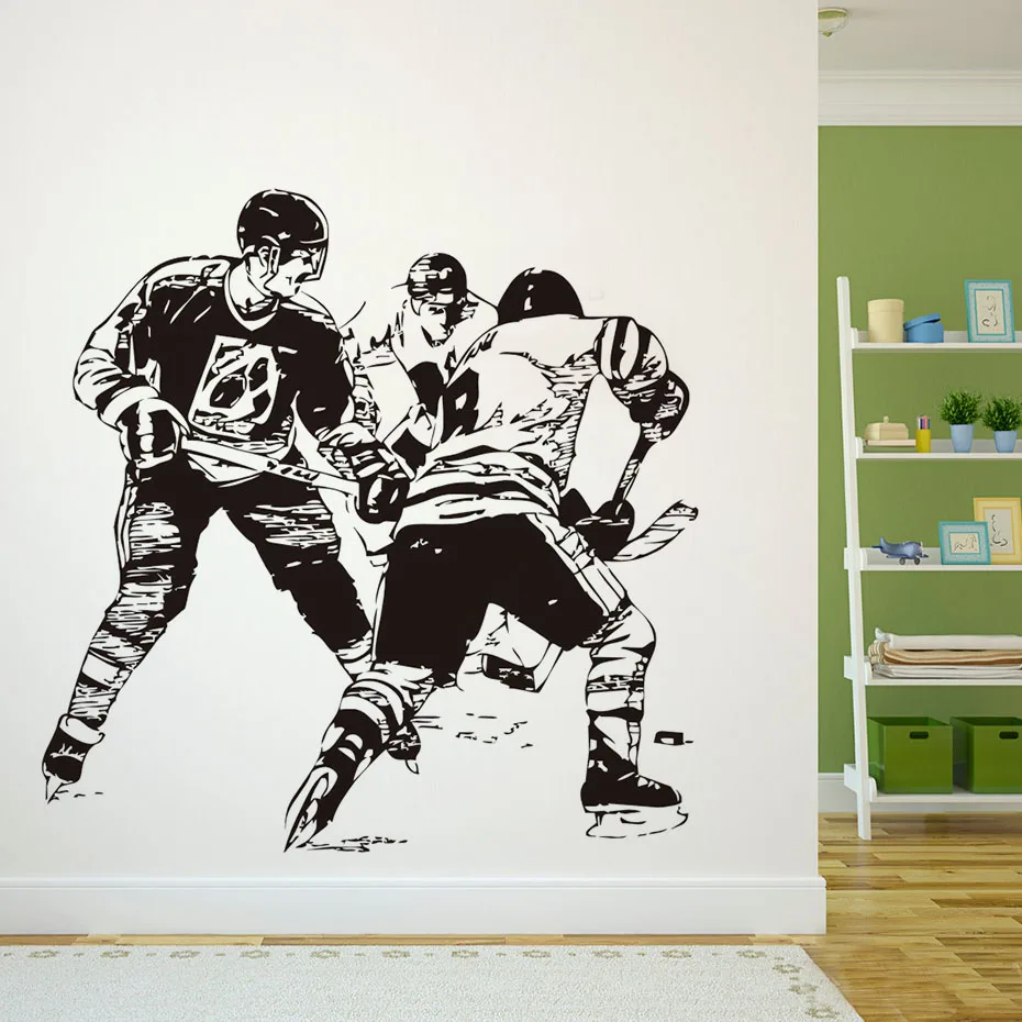 

Ice hockey Sport Wallpaper Hockey Player Wall Stickers Transfers Home Decor Vinyl Removable Wall Waterproof Home Accessories