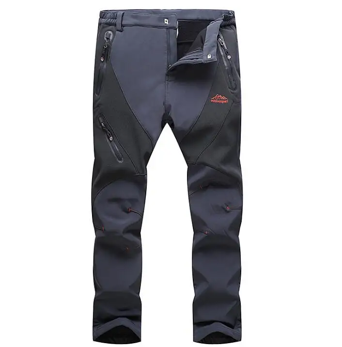 Fleece Softshell Hiking Pants Men Waterproof Rock Mountain Climbing Trousers Windstopper Ski