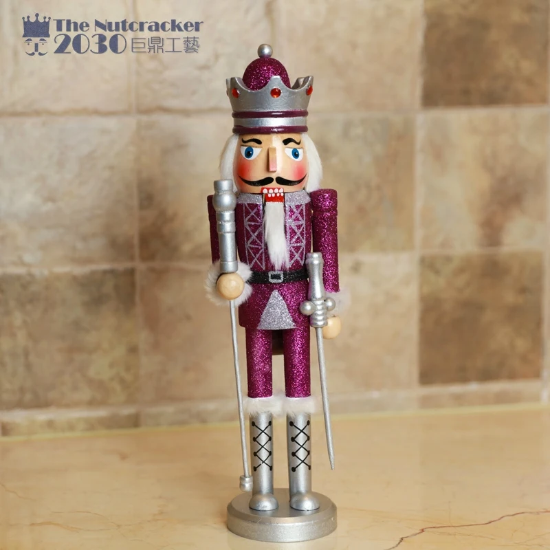 

New 38Cm High Christmas Nutcracker Knight King Vintage German Wooden Table Walnut Toy Zakka Dolls