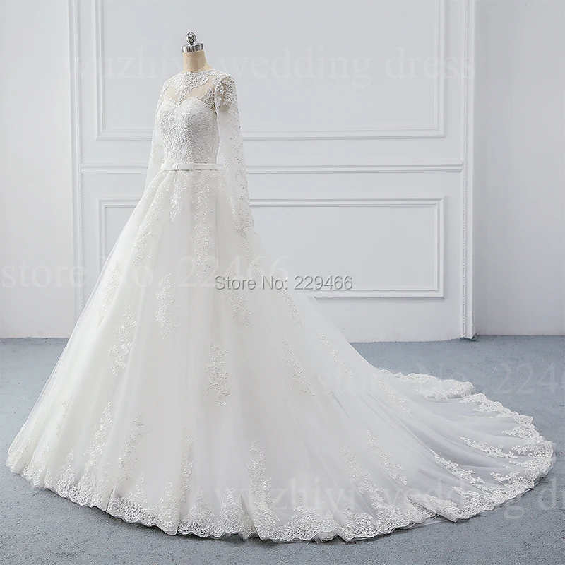 Wuzhiyi высокое качество ТРАПЕЦИЕВИДНОЕ свадебное платье длинное свадебное платье с круглым вырезом роскошные пояса Robe de Marie с бантом свадебное платье на заказ