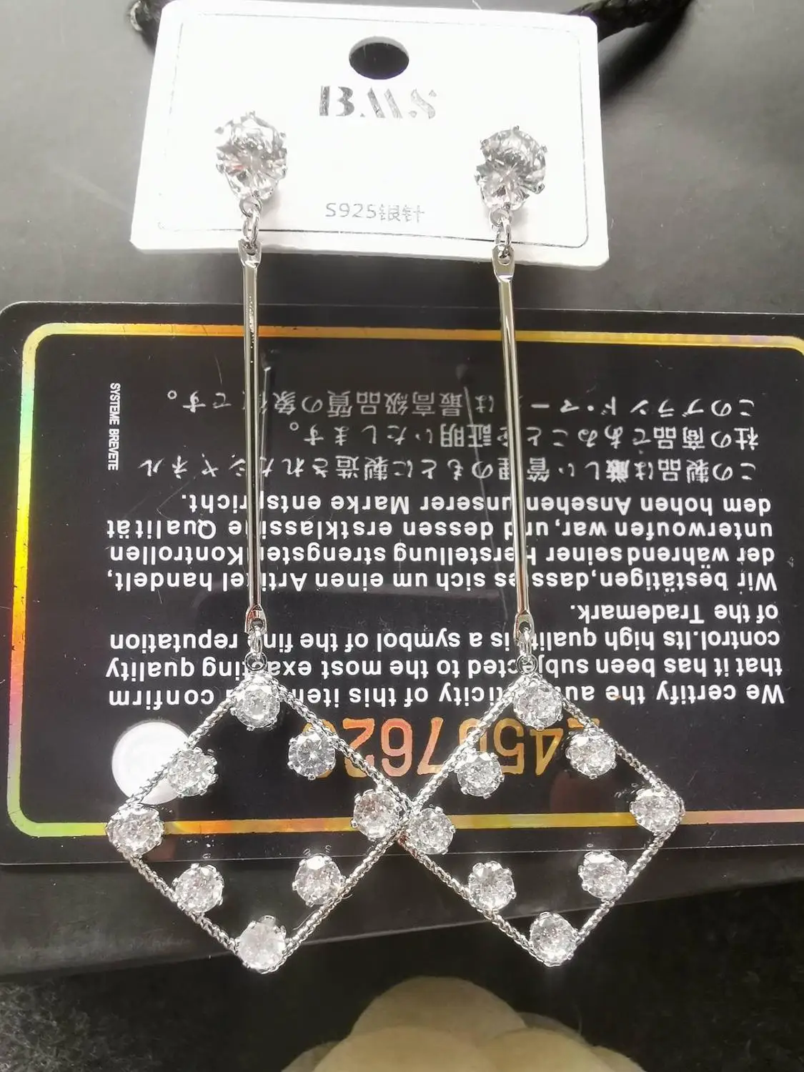 

Min.15$ mix order squar zircon copper high quality silver earring