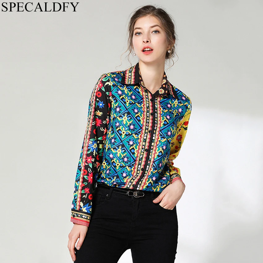 

2019 Spring Fashion Runway Tops Women Blouses Long Sleeve Shirt Vintage Print Blouse Womens Tops And Blouses Camisa Feminina