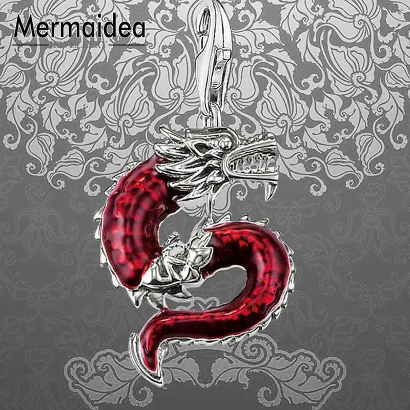

Red Dragon Charms Pendant Fashion Jewelry 925 Sterling Silver Ethnic Gift For Women Men Boy Girls Fit Bracelet Necklace Bag