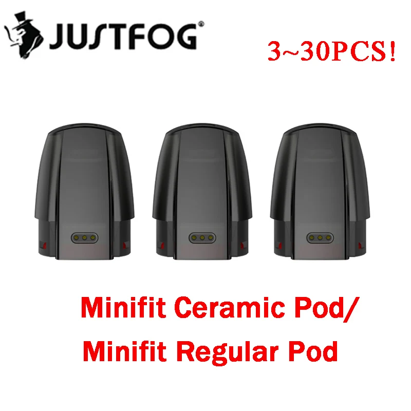 

3~30pcs/lot Original Justfog Minifit Ceramic Pod and Minifit Regular Pod Cartridge 1.5ml 1.6ohm Coil with Bottom Airflow E Cig