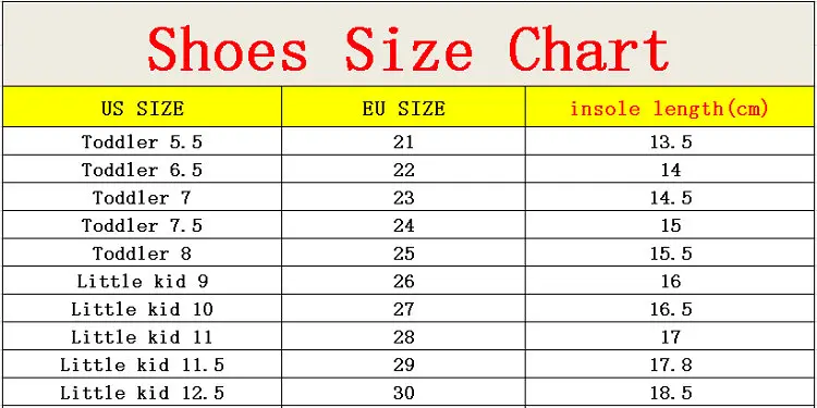 Us Toddler Shoe Size Chart