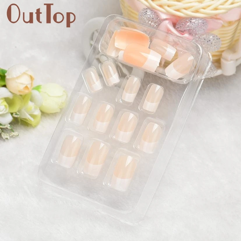

Fake Nails 24pcs Full Nail French Tips Natural Finger False Fake Art Cover Manicure false nails ar12 Levet Dropship Fake Nails