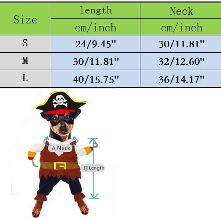 Cat Suit Pirate Costume Halloween size info