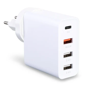 

48W 4 Port USB Charger Type-C PD + QC 3.0 + 2.4A Fast Charging Wall Charger Adapter