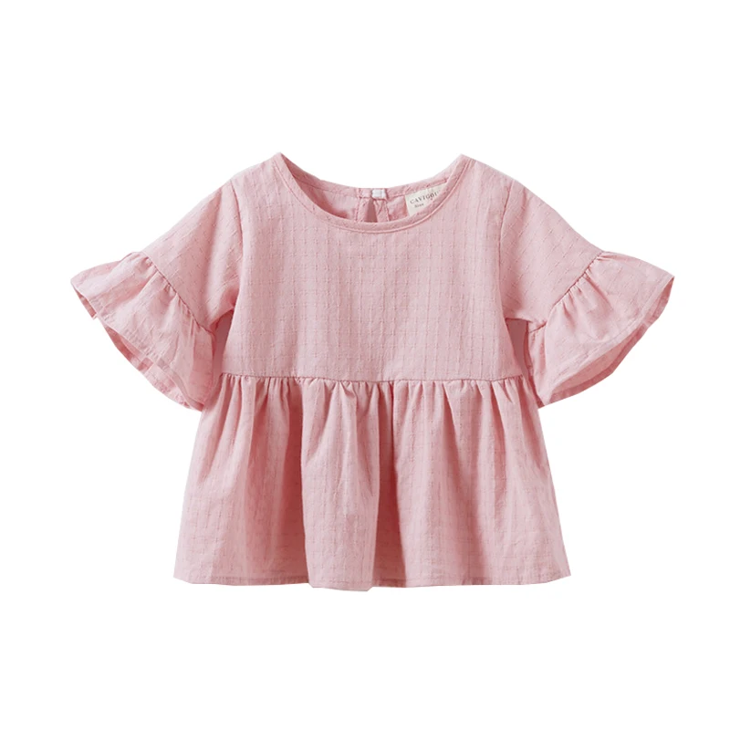 

Dollplus 2019 Summer Girls Shirts Cotton Short Sleeves Shirts for Girl Children Clothing Girl Blouse Soild Tops Shirt 12M-4T