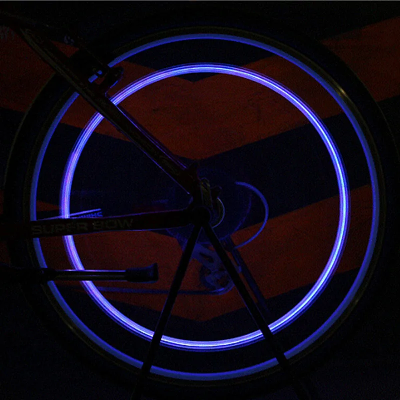 Excellent Unused 2 X Bike Bicycle Tire Valve Cap Spokes Neon 5 LED Lights Lamp 32 changes Bike Colorful qi zui deng Led hot Wheels Warning 4