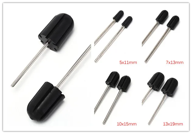 

2pcs/lot Nail Sanding Cap Pro Rubber Drill Bit 5x11/7x13/10x15/13x19/16x25mm Electric Nail Drill Manicure Pedicure Match