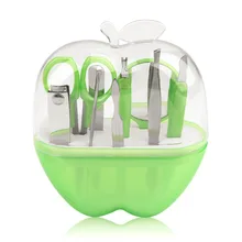 Набор из нержавеющей стали в форме яблок, 9 шт. в 1, маникюрный набор, ножницы для ногтей, косметический инструмент для дизайна ногтей, для путешествий, для ухода за ногтями